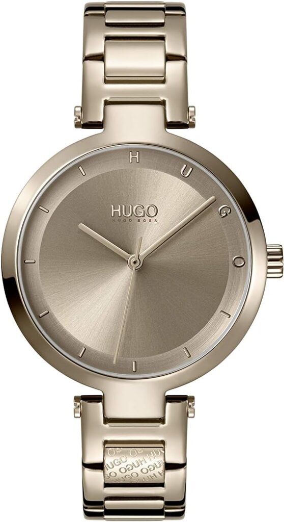 HUGO Relógio feminino casual Hope de quartzo e pulseira de elos