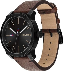 Relógio masculino Tommy Hilfiger a quartzo com pulseira de couro de bezerro